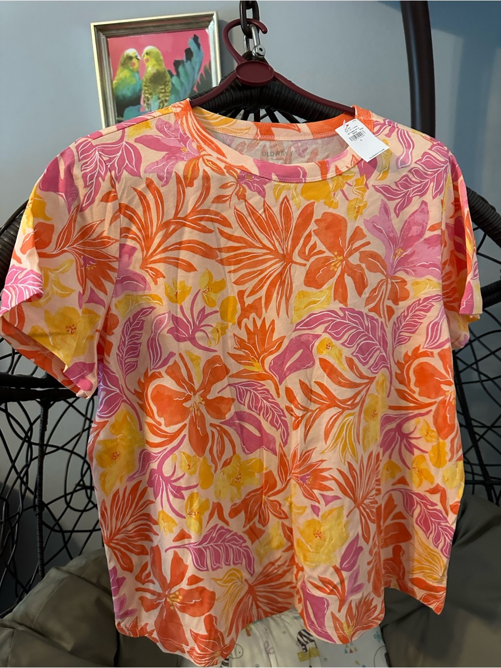 Old Navy Floral Tee in Pink, Orange & Yellow